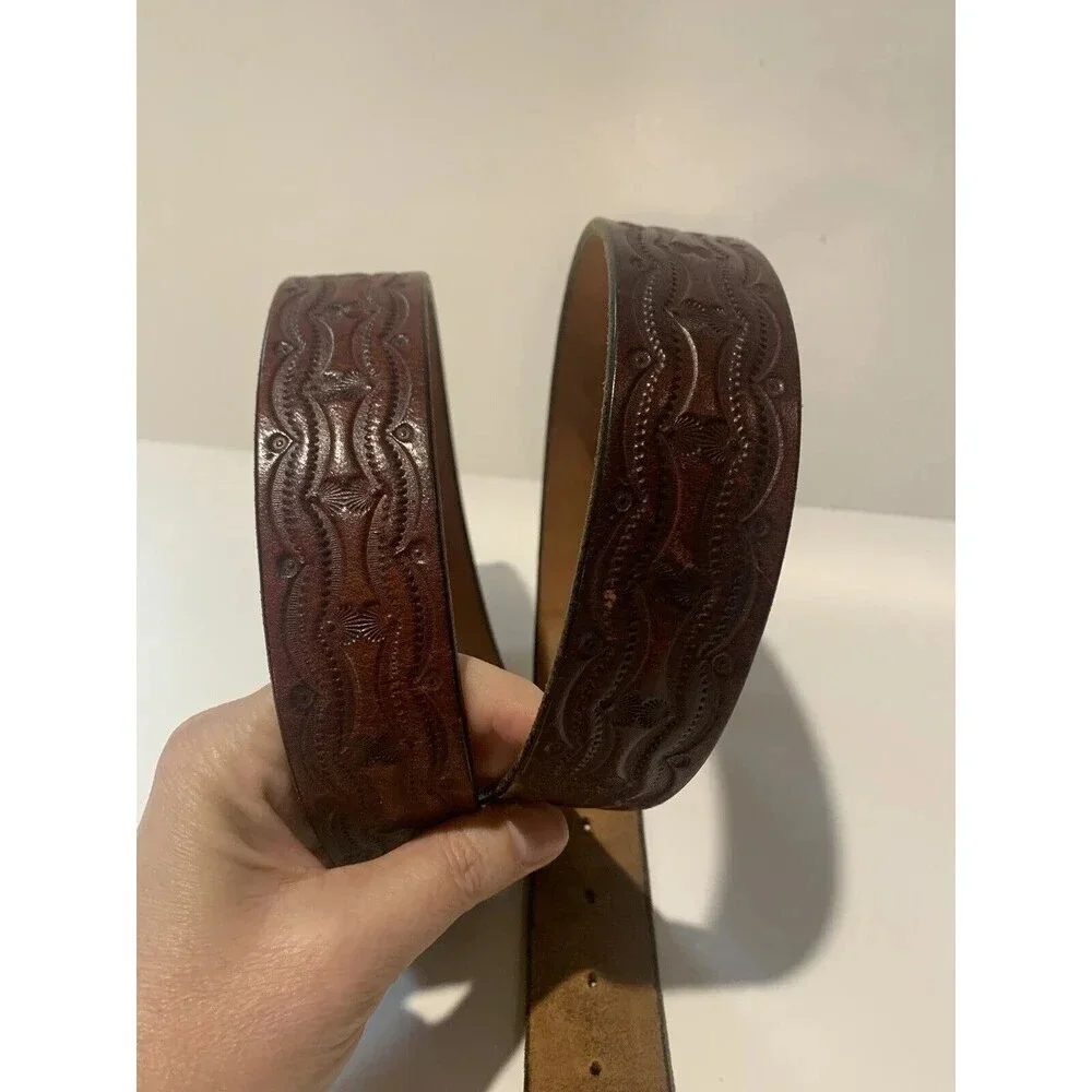 Sunrise Brand Tooled Leather Western Southwestern‎ Belt USA Made Size 42 (BB60)